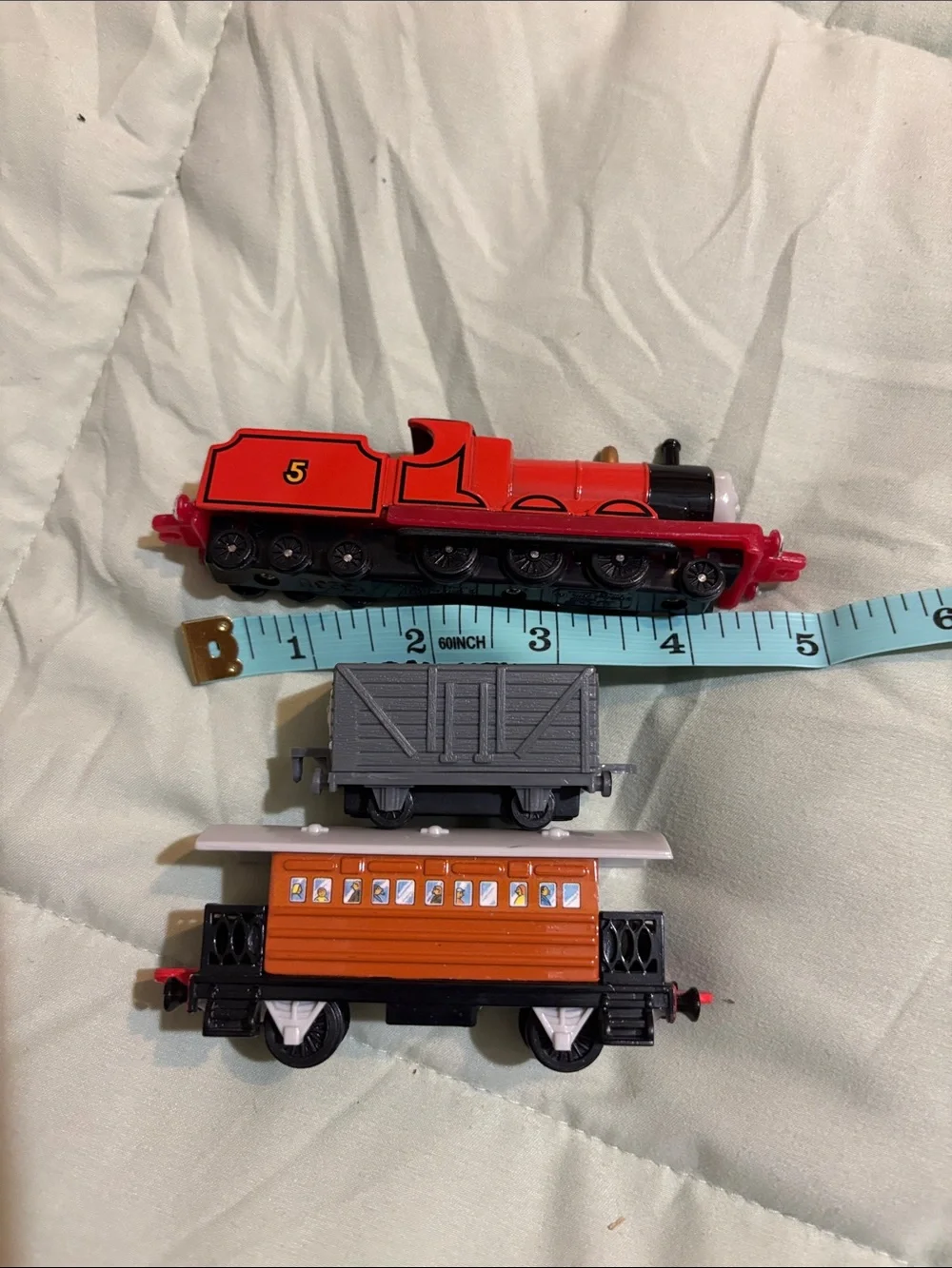 Thomas Red Number 5 Toy Train Engine and Orange Passenger Car - Kids Toy